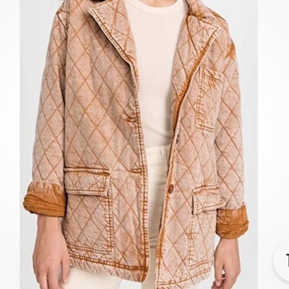 Young Fabulous Broke YFB womens Coat XS Butterscotch Walker Denim Quilted Jacket - Picture 1 of 7